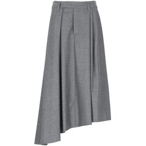 Brunello Cucinelli, Dames, Rokken, Grijs, Maat: S Wol,