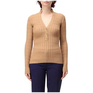 Elisabetta Franchi, Dames, Truien, Bruin, Maat: S Viscose,