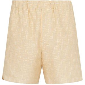 Fendi, Heren, Korte broeken, Beige, Maat: S Katoen,
