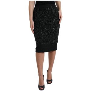 Dolce & Gabbana, Dames, Rokken, Zwart, Maat: S Zijde,