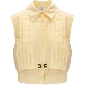 Elisabetta Franchi, Dames, Blouses & Shirts, Geel, Maat: L Katoen,