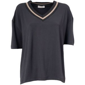 Le Tricot Perugia, Dames, Tops, Grijs, Maat: 2XL Katoen,