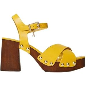 Twinset Leren Klompsandalen , Yellow , Dames , Maat: 40 EU