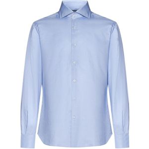 Franzese Collection, Heren, Overhemden, Blauw, Maat: L Katoen,