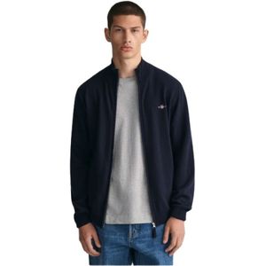 Gant, Heren, Sweatshirts & Hoodies, Blauw, Maat: 2XL Wol,