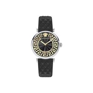 Versace Lady 35mm Zwart Leren Horloge , Multicolor , Dames , Maat: ONE Size