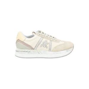 Premiata Beige suède en stoffen sneaker Conny 6671 , Multicolor , Dames , Maat: 36 EU