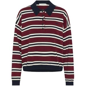 Gestuz - Gestreepte Polo Pullover Trui - Rood - Dames