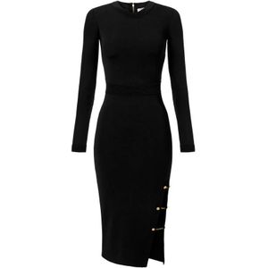 Elisabetta Franchi, Dames, Jurken, Zwart, Maat: XS Viscose,