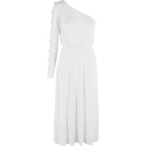 Elisabetta Franchi, Dames, Jurken, Wit, Maat: S Viscose,