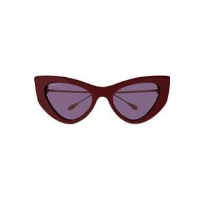 Gucci Platte Voorkant Cat-Eye Zonnebril Gg1565S , Red , unisex , Maat: 52 MM