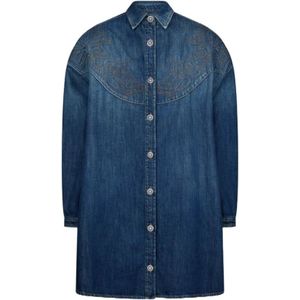 Dondup, Dames, Blouses & Shirts, Blauw, Maat: 2XS Denim,
