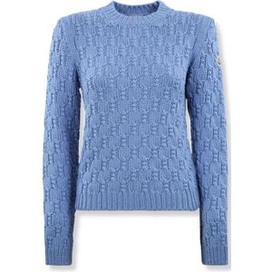 Moncler, Dames, Truien, Blauw, Maat: M Wol,