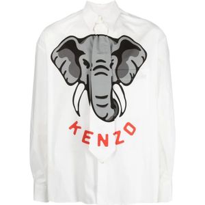 Kenzo, Heren, Blouses & Shirts, Wit, Maat: L Katoen,
