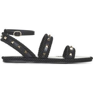 Valentino Garavani - Sandalen - Zwart - Leer - Metalen Studs