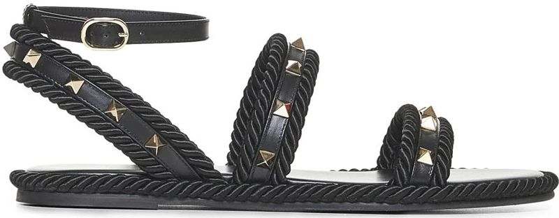 Valentino Garavani - Sandalen - Zwart - Leer - Metalen Studs
