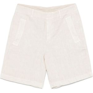 Eleventy, Heren, Korte broeken, Beige, Maat: W34 Linnen,