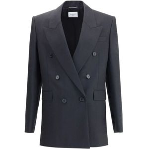 Saint Laurent, Heren, Jassen, Zwart, Maat: S Wol,