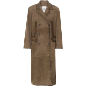 Karen by Simonsen, Dames, Mantels, Bruin, Maat: M Leer,