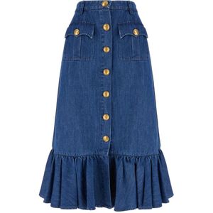 Valentino Garavani - Elegante Gonne - Blauw - Katoen/Linnen