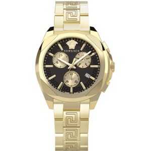 Versace Chrono Lady Goud Roestvrij Stalen Horloge , Yellow , Dames , Maat: ONE Size