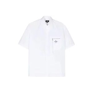 Fendi Roma Pocket Shirt Co , White , Heren , Maat: XL