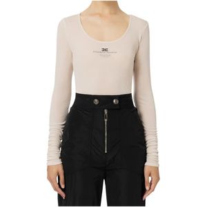 Elisabetta Franchi, Dames, Tops, Beige, Maat: M Wol,