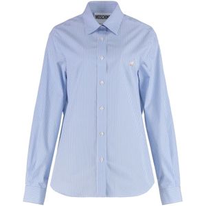 Moschino, Dames, Blouses & Shirts, Blauw, Maat: XS Katoen,