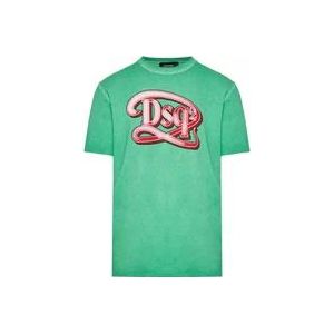 Dsquared2 Katoenen T-shirt Made in Italy , Green , Heren , Maat: M