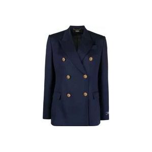 Versace Navy Blue Double-Breasted Blazer , Blue , Dames , Maat: S