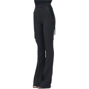 Elisabetta Franchi, Dames, Broeken, Zwart, Maat: S Poliester,