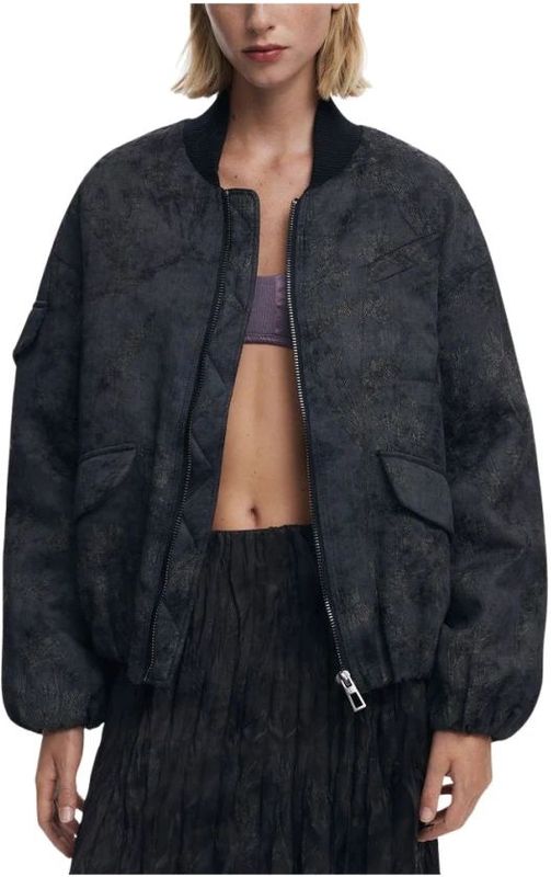 Desigual, Dames, Jassen, Grijs, Maat: L Viscose,