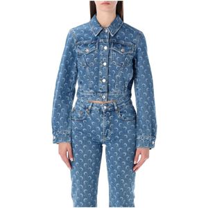 Marine Serre, Dames, Jassen, Blauw, Maat: XS Denim,