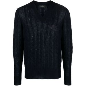 Etro, Heren, Truien, Blauw, Maat: L Kasjmier,