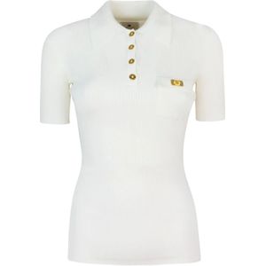 Elisabetta Franchi, Dames, Truien, Wit, Maat: XL Zijde,