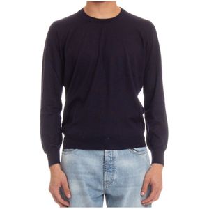 Brunello Cucinelli, Heren, Truien, Blauw, Maat: M Zijde,