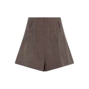 Prada Bruine Wol Hoge Taille Shorts , Brown , Dames , Maat: 2XS