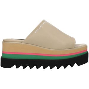 Stella McCartney - Beige Leren Slipper met Sleehak - Dames