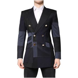 Dolce & Gabbana - Marineblauw - Wol Double-Breasted Blazer - Heren