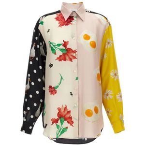 Moschino, Dames, Blouses & Shirts, Veelkleurig, Maat: XS Zijde,