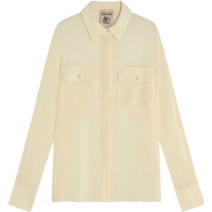 Semicouture, Dames, Blouses & Shirts, Beige, Maat: S Zijde,