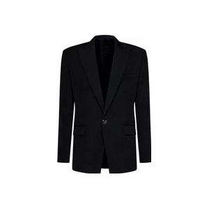 Balmain Tijdloze Zwarte Wollen Jas voor Heren , Black , Heren , Maat: M