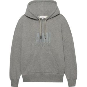 Ami Paris, Heren, Sweatshirts & Hoodies, Grijs, Maat: M Katoen,