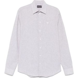 Emporio Armani, Heren, Overhemden, Grijs, Maat: 2XL Katoen,