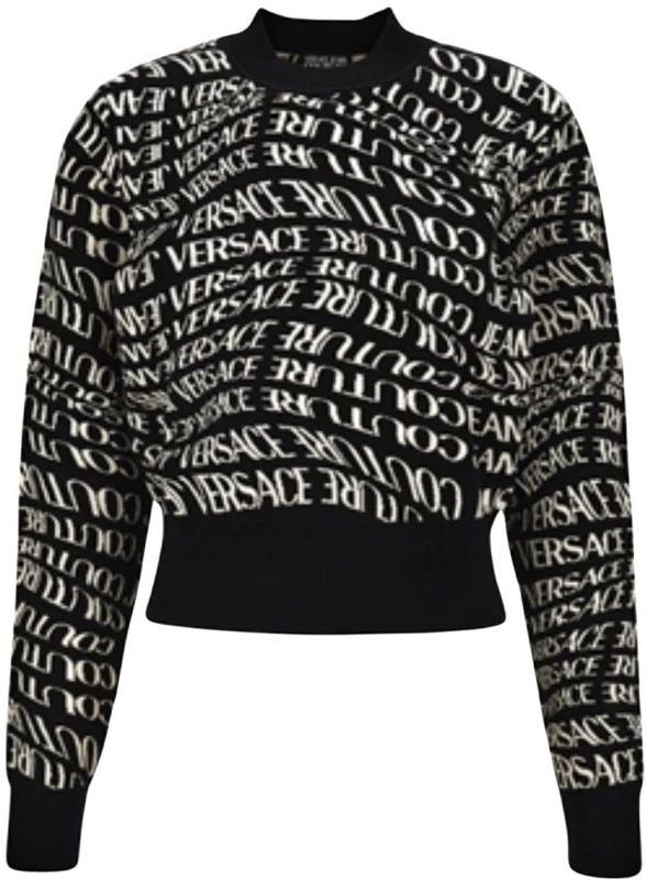 Versace Jeans Couture - Trui - Zwart/Wit - Knitwear - Lange Mouw