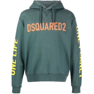 Dsquared2, Heren, Sweatshirts & Hoodies, Blauw, Maat: S Katoen,