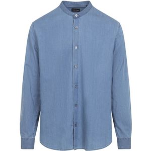 Giorgio Armani, Heren, Overhemden, Blauw, Maat: 2XL Katoen,