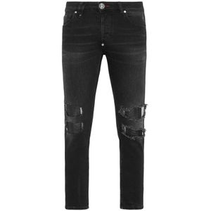 Philipp Plein, Heren, Jeans, Zwart, Maat: W29 Denim,