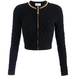 Elisabetta Franchi, Dames, Truien, Zwart, Maat: L Viscose,