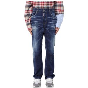 Dsquared2 - Jeans - Heren - Blauw - Denim - Lived-In Effect Straight Denim Jeans